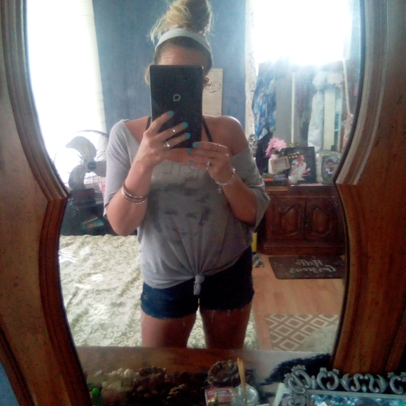 Marilyn Gray Off Shlder Tee Sz XL - Picture 2 of 4